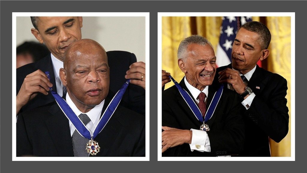 Rep. John Lewis and Rev. C.T. Vivian receiving the Presidential Medal of Freedom